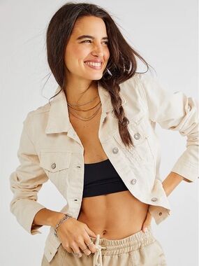 Free People Rumors Denim Jacket, We The Free, Ecru, Sz L